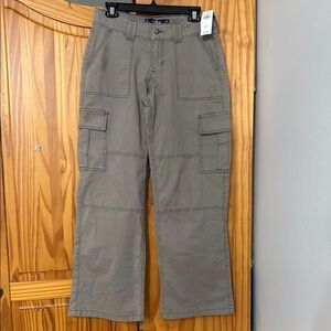 NWT HOLLISTER VINTAGE BAGGY CARGO PANTS MEN w25R OLIVE GRAY 6-POCKET WIDE LEG LO